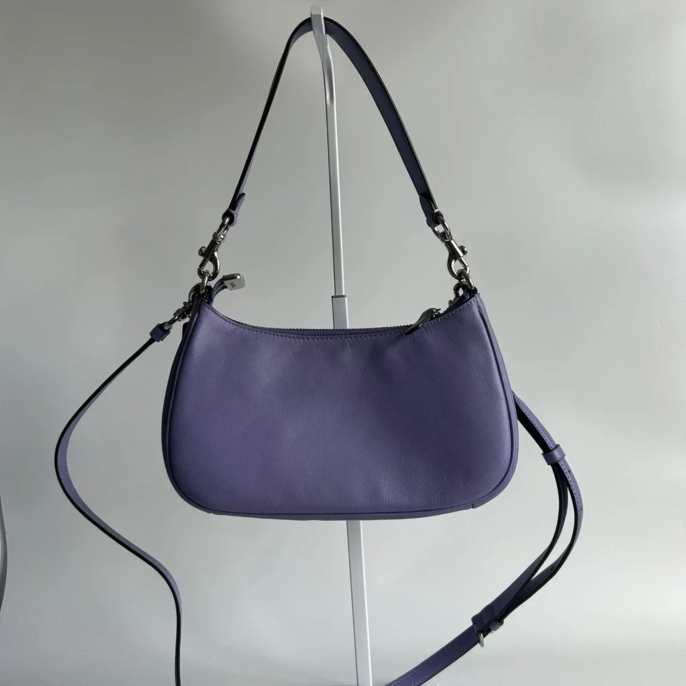 Coach Teri Light Violet Pebbled Leather Shoulder Bag Excellent